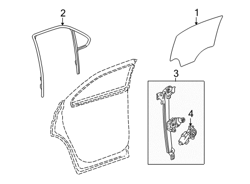 2011 GMC Terrain Rear Door - Glass & Hardware Diagram