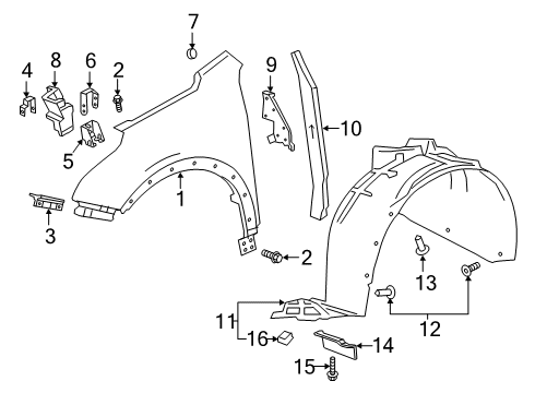 2019 Cadillac XT4 Liner Assembly, Front W/H Diagram for 84557829