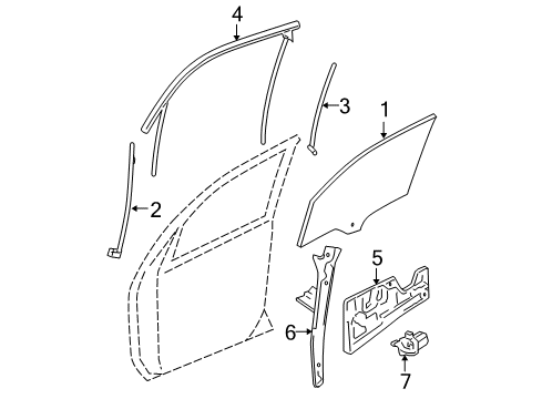 2006 Chevy Equinox Front Door - Glass & Hardware Diagram