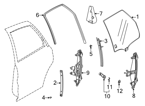 2004 Saturn L300 Rear Door - Glass & Hardware Diagram