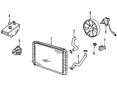 1989 Chevy Beretta Cooling System, Radiator, Water Pump, Cooling Fan Diagram 2 - Thumbnail