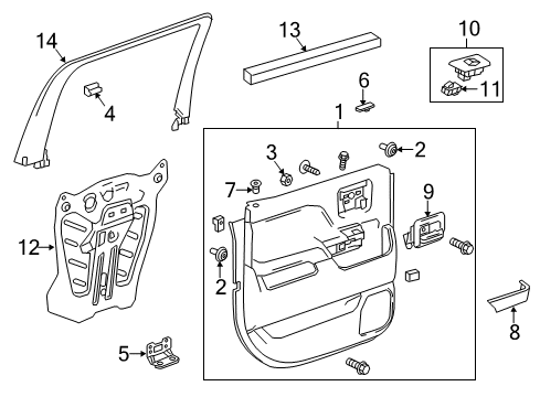 2019 GMC Sierra 2500 HD Trim Assembly, Rear Side Door Armrest Cover *Oblique Hanok Diagram for 84108361