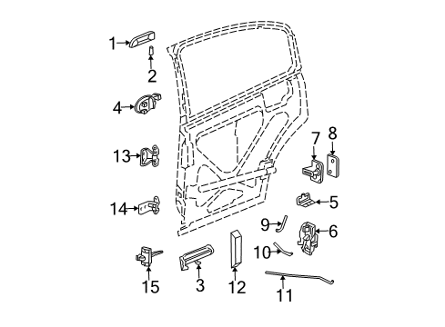 2003 Saturn Ion Rear Door - Lock & Hardware Diagram 1 - Thumbnail