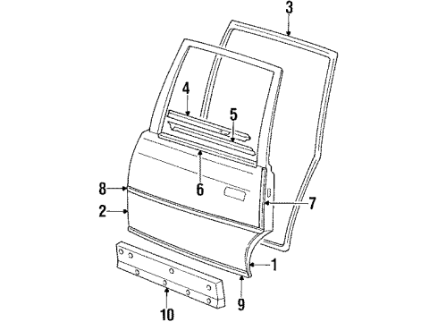 1990 Oldsmobile Cutlass Ciera Molding Assembly, Rear Side Door Window Reveal *Black Diagram for 10071502