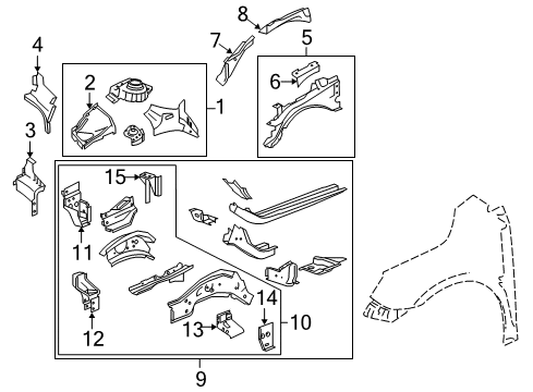 2013 Buick LaCrosse Structural Components & Rails Diagram