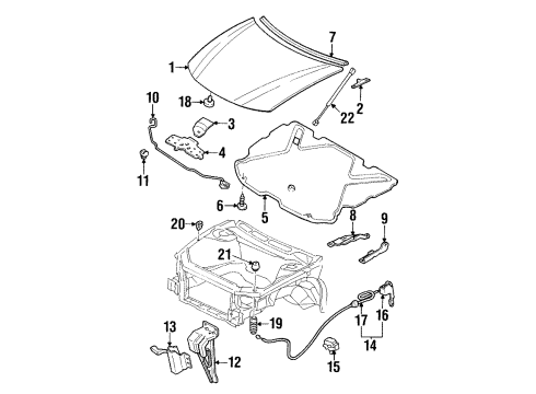 1999 Pontiac Grand Prix Hood & Components, Body Diagram