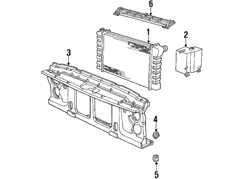 1991 Chevy Blazer Radiator & Components Diagram