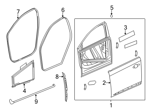 2016 Cadillac XTS Weatherstrip Assembly, Front Side Door Diagram for 20864646