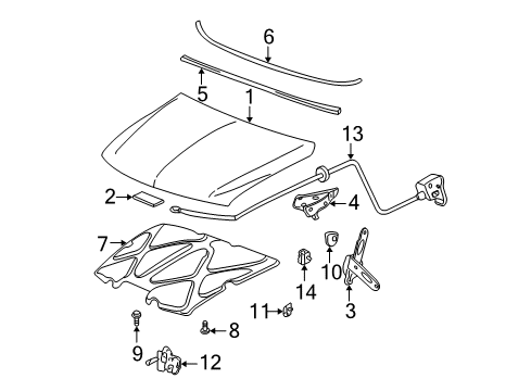 2003 Chevy Silverado 1500 HD Hood & Components, Body Diagram