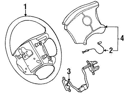 2000 Cadillac Eldorado Steering Wheel Assembly *Gray Diagram for 16866344