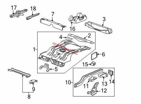 2011 Chevy Impala Rear Body - Floor & Rails Diagram