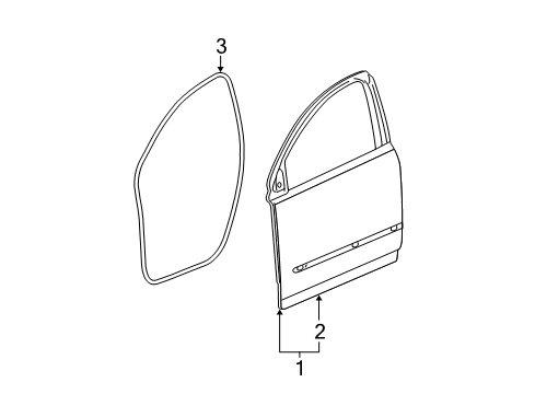 2008 GMC Acadia Front Door, Body Diagram