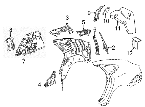 2016 Chevy Impala Brace, Quarter Inner Panel Diagram for 20958448