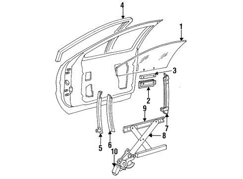 1994 Cadillac Fleetwood Weatherstrip Assembly, Front Side Door Window *Black Diagram for 10161041