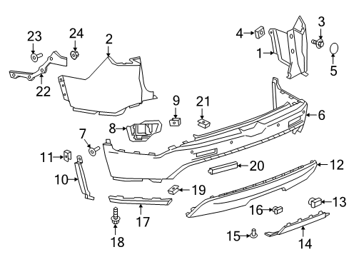 2018 GMC Acadia Plate, Rear Bumper Fascia Lower Skid *Silven Metal Diagram for 23470112