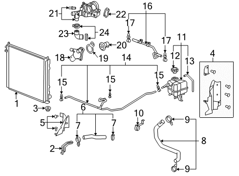 2005 Cadillac STS Bracket, Radiator Outlet Hose Diagram for 25752529