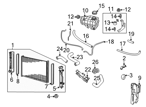 2004 Pontiac GTO Radiator Surge Tank Outlet Upper Hose Diagram for 92057863