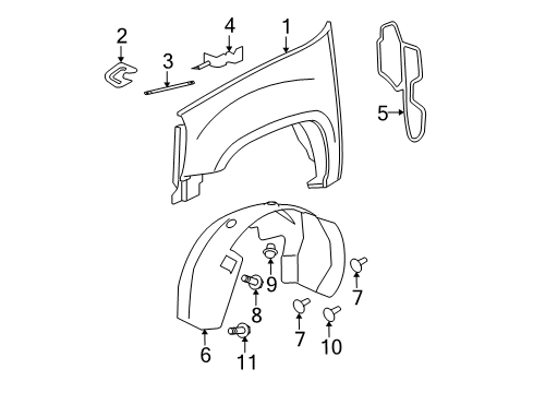 2009 GMC Yukon XL 1500 Fender & Components Diagram