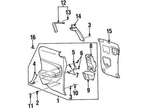 2000 Saturn SC1 Interior Trim - Rear Door Diagram