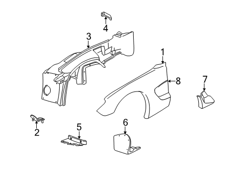 2001 Chevy Corvette Panel, Front Fender Inner Lower Rear Diagram for 10289551