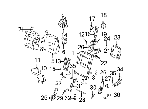 2004 Cadillac DeVille Cover Asm,Passenger Seat Inner Adjuster Rear Finish *Gray Diagram for 88896276