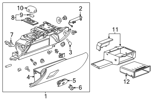 2013 Cadillac ATS Compartment Assembly, Instrument Panel *Caramel Tan Diagram for 23260013