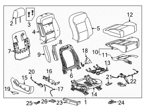 2016 GMC Sierra 1500 Passenger Seat Components Diagram