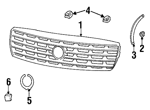 1997 Cadillac DeVille Grille & Components Diagram 1 - Thumbnail