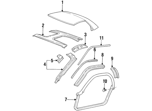 1993 Pontiac Firebird SUPPORT, Windshield Glass Diagram for 10150290