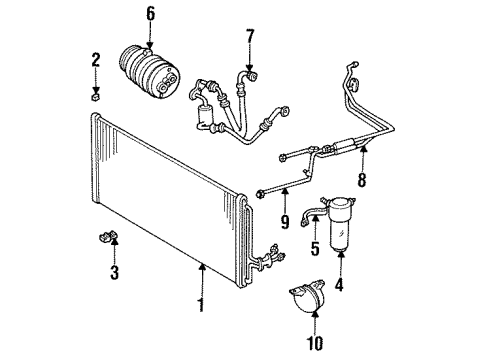 1992 Buick Regal A/C Condenser, Compressor & Lines Diagram