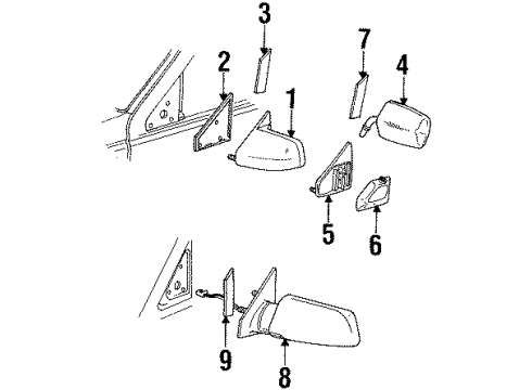 1994 GMC C2500 Outside Mirrors Diagram 3 - Thumbnail