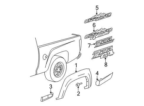 2006 GMC Canyon Exterior Trim - Pick Up Box Diagram 1 - Thumbnail