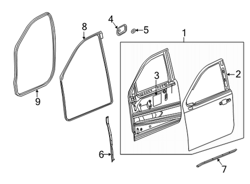 2022 Cadillac Escalade ESV Door & Components Diagram