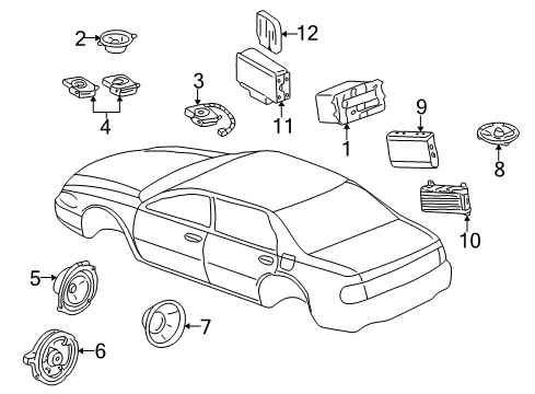 2001 Cadillac Seville Speaker Assembly, Radio Front Diagram for 25639892