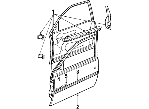 1991 Pontiac LeMans Molding,Front Door(LH)(Tx08)(Gray) Diagram for 90401963