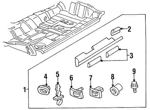 1997 Cadillac DeVille Retainer, Rocker Panel Molding *Neutral And Diagram for 3540172