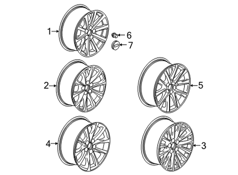 2024 Cadillac CT5 20x8.5-Inch 5-Split-Spoke Polished Wheels with Painted Pockets Diagram for 84289697