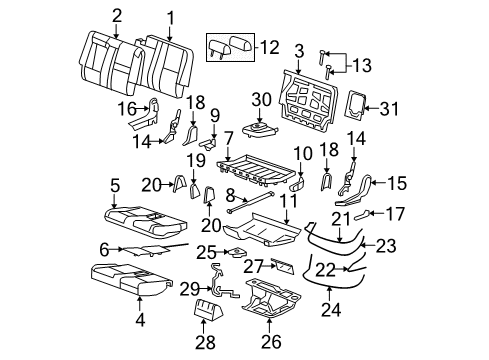 2007 Chevy Suburban 1500 Rear Seat Components Diagram 5 - Thumbnail