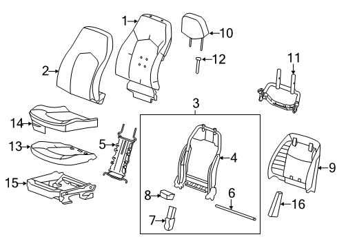 2013 Cadillac CTS Driver Seat Components Diagram 7 - Thumbnail