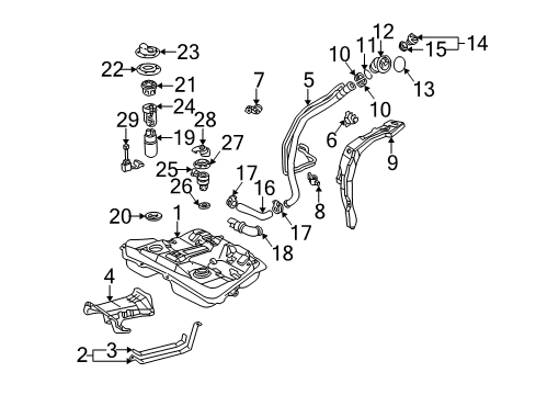 2005 Pontiac Vibe Retainer,Fuel Tank Fuel Pump Module Adapter Diagram for 88970257