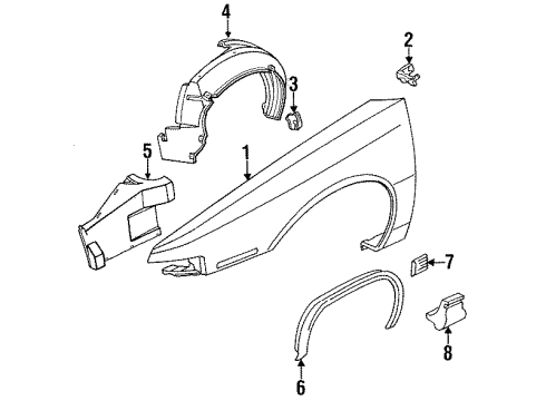 1992 Chevy Lumina Liner, Front Fender Diagram for 10187274