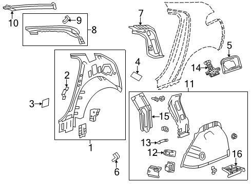 2014 Chevy Volt Inner Structure - Quarter Panel Diagram