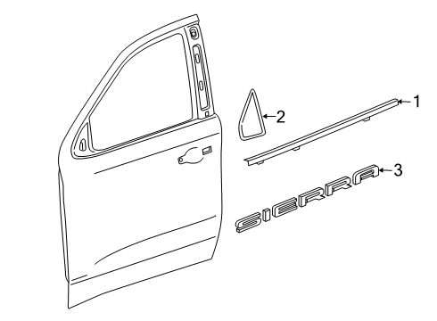 2022 GMC Sierra 1500 Exterior Trim - Front Door Diagram 2 - Thumbnail