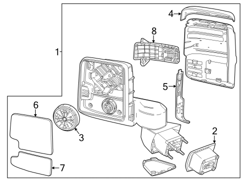 2023 GMC Sierra 1500 Outside Mirrors Diagram