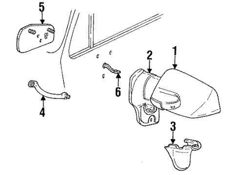 1990 GMC R3500 Outside Mirrors Diagram 2 - Thumbnail