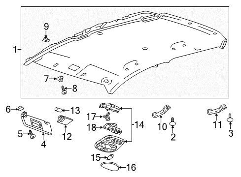 2014 Chevy Spark EV Clip,Headlining Trim Panel *Gray Diagram for 96643579