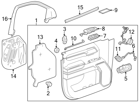 2023 GMC Sierra 1500 LINER-FRT S/D PULL CUP *JET BLACK Diagram for 85544406