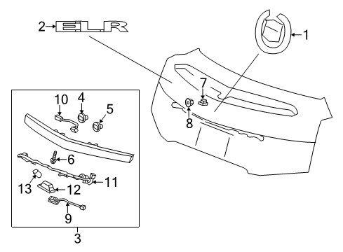 2015 Cadillac ELR Emblem Assembly, Rear Compartment Lid Diagram for 23234472