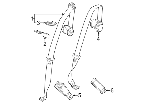 2024 Cadillac LYRIQ Rear Seat Belts Diagram