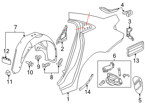 2014 Buick Verano Liner Assembly, Rear Wheelhouse Diagram for 23145144